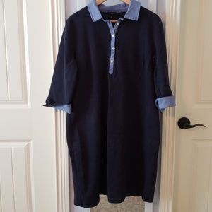 Talbots Navy dress with gingham detailing